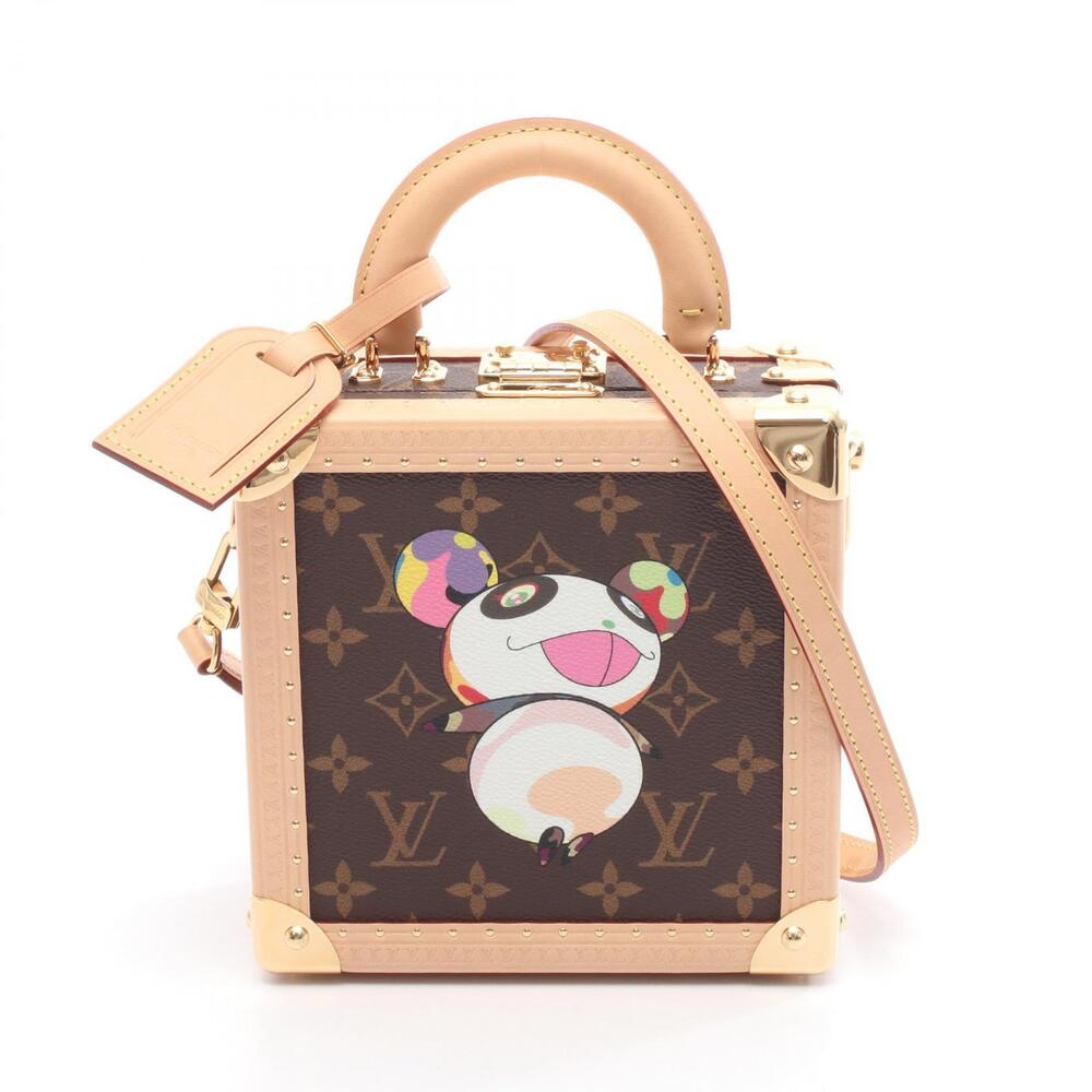 Louis Vuitton TM Square Trunk Monogram Panda Handbag Canvas Leather Brown